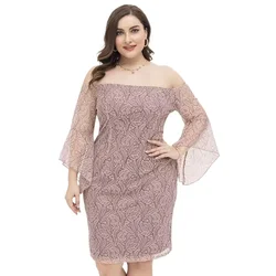 Plus-Size Women's Elegant Fitted Lace Dress for Chubby Girls