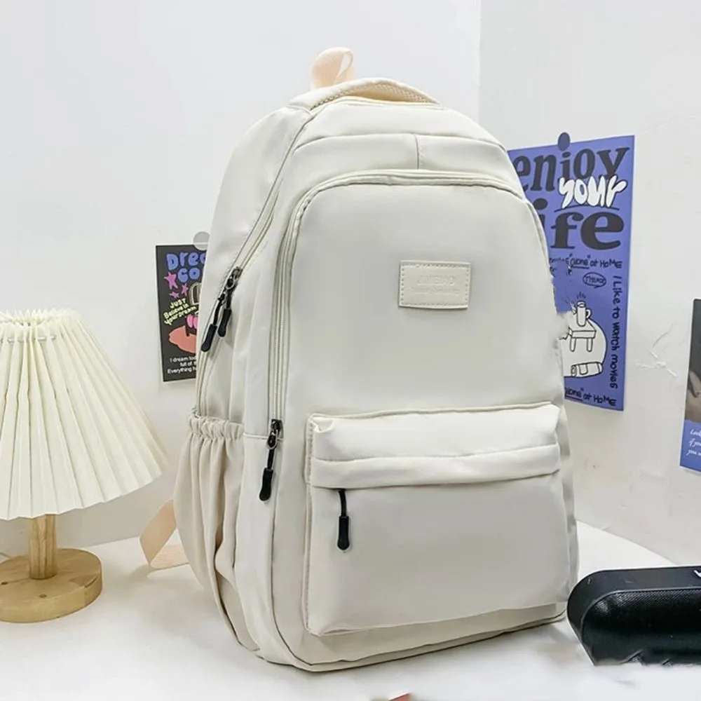 和風無地ラップトップスクールバッグシンプル防水大容量バックパックオックスフォードデイパックカレッジバックパック男性女性