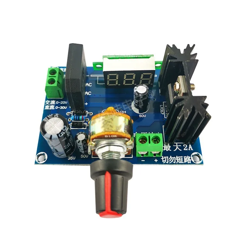 LM317 Power Board Regulator Module 2A with Digital Voltage Display 0-30V Pressure Regulating Electronic DIY Kit