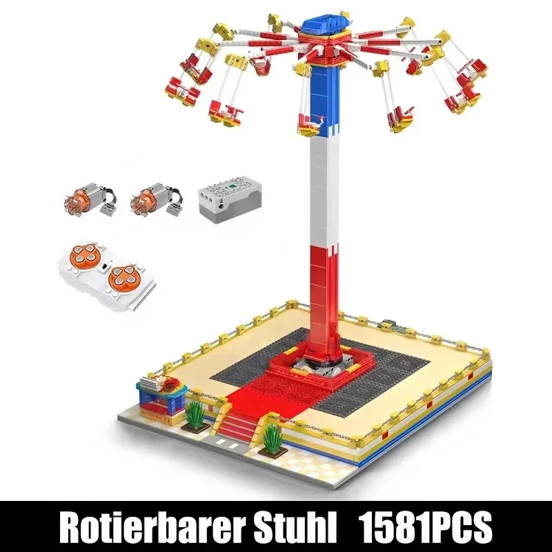 Desk Decor MKing 11016 Motorized Flying Swing Ride Park Toys Building Block Assembly Roller Coaster Brick Set Kids Gifts