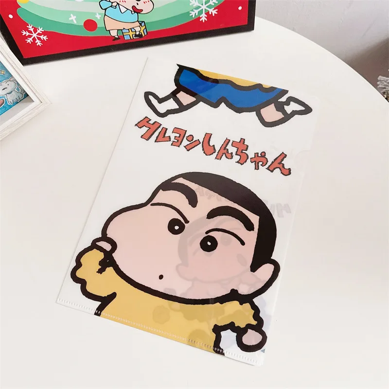 New Cartoon Crayon Shin-Chan L-Shaped Folder A4 Document Bag Exam Paper Storage Folder and Stationery Organization Gift Toys