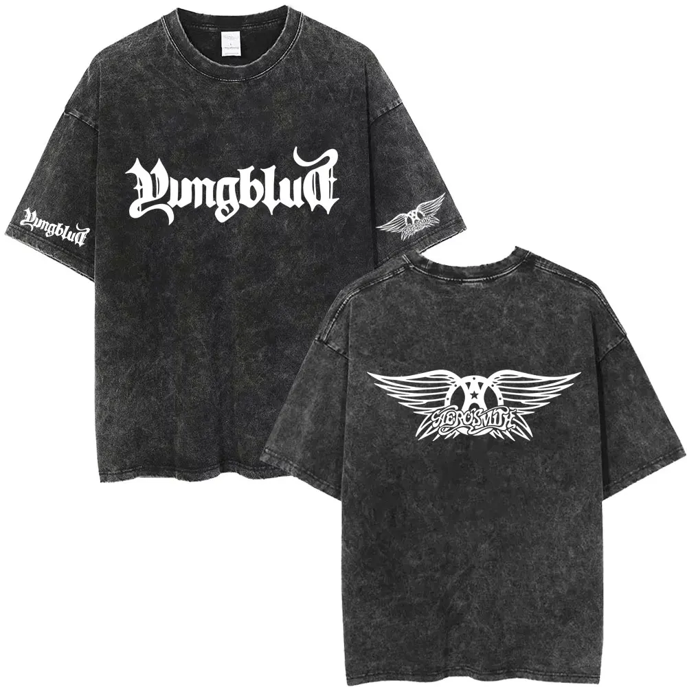 

Washed Vintage Rocker YUNGBLUD Graphic Print T-shirt Men Women Casual Cotton T Shirt Men's Hip Hop Oversized T-shirts Streetwear