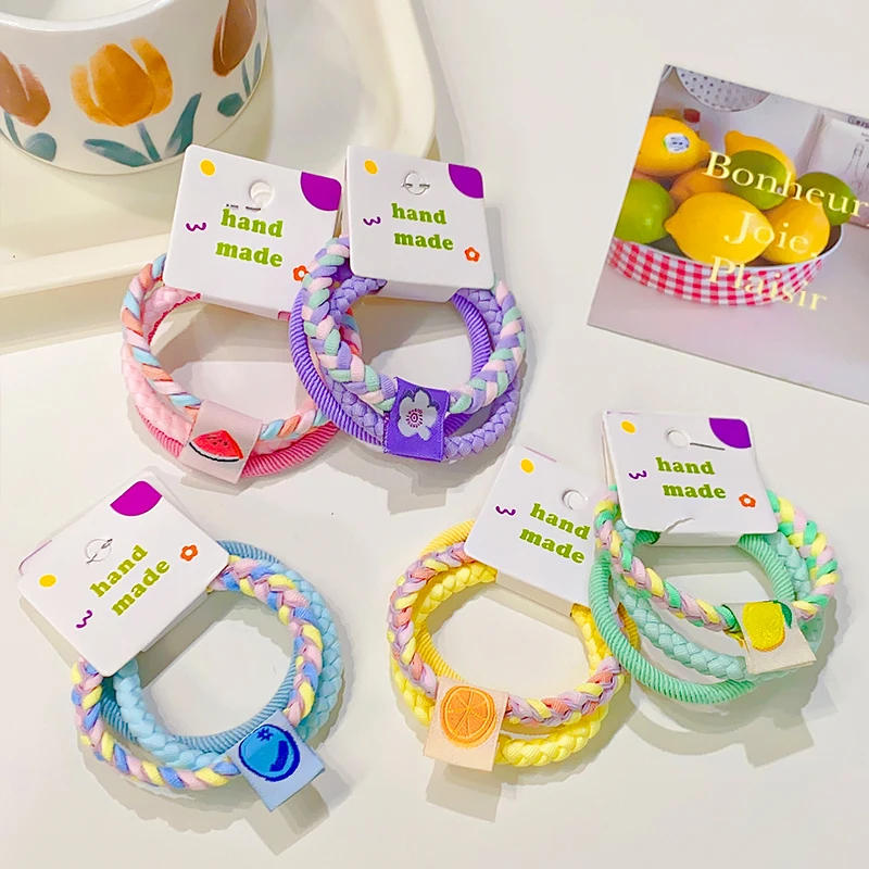 3pcs/set Cute Colorful Woven Hair Bands For Women Girls Hair Tie Bright Color Scrunchie Rubber Band Fashion Hair Accessories