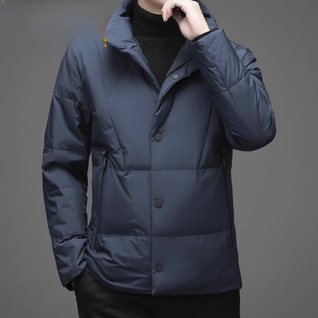 

Men's down Jaet ort Thiened Loose Warm Stand Collar Coat Winter Faion Casual Sle White Du down Filling Warm Outer...