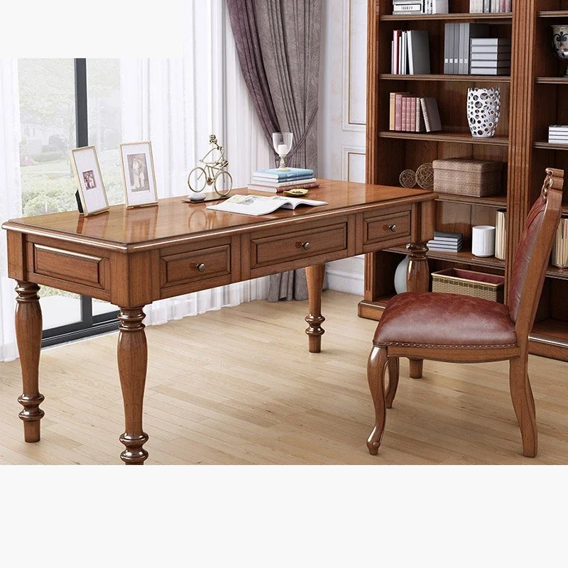 American rural all-solid wood k log environmental protection furniture writing study Chinese Nordic computer desk