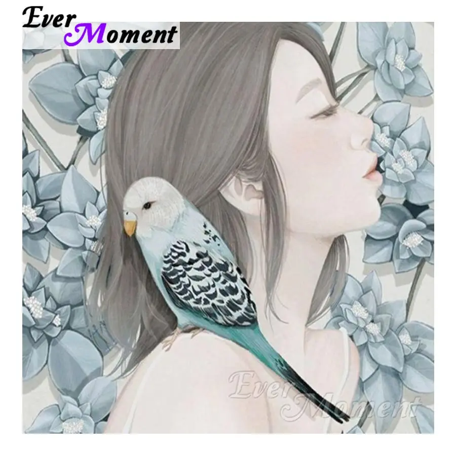 

Ever Moment 5D DIY Алмазная вышивка Девушка и птица Алмазная мозаика Полный квадратный дрель Украшение дома Искусство ASF1123