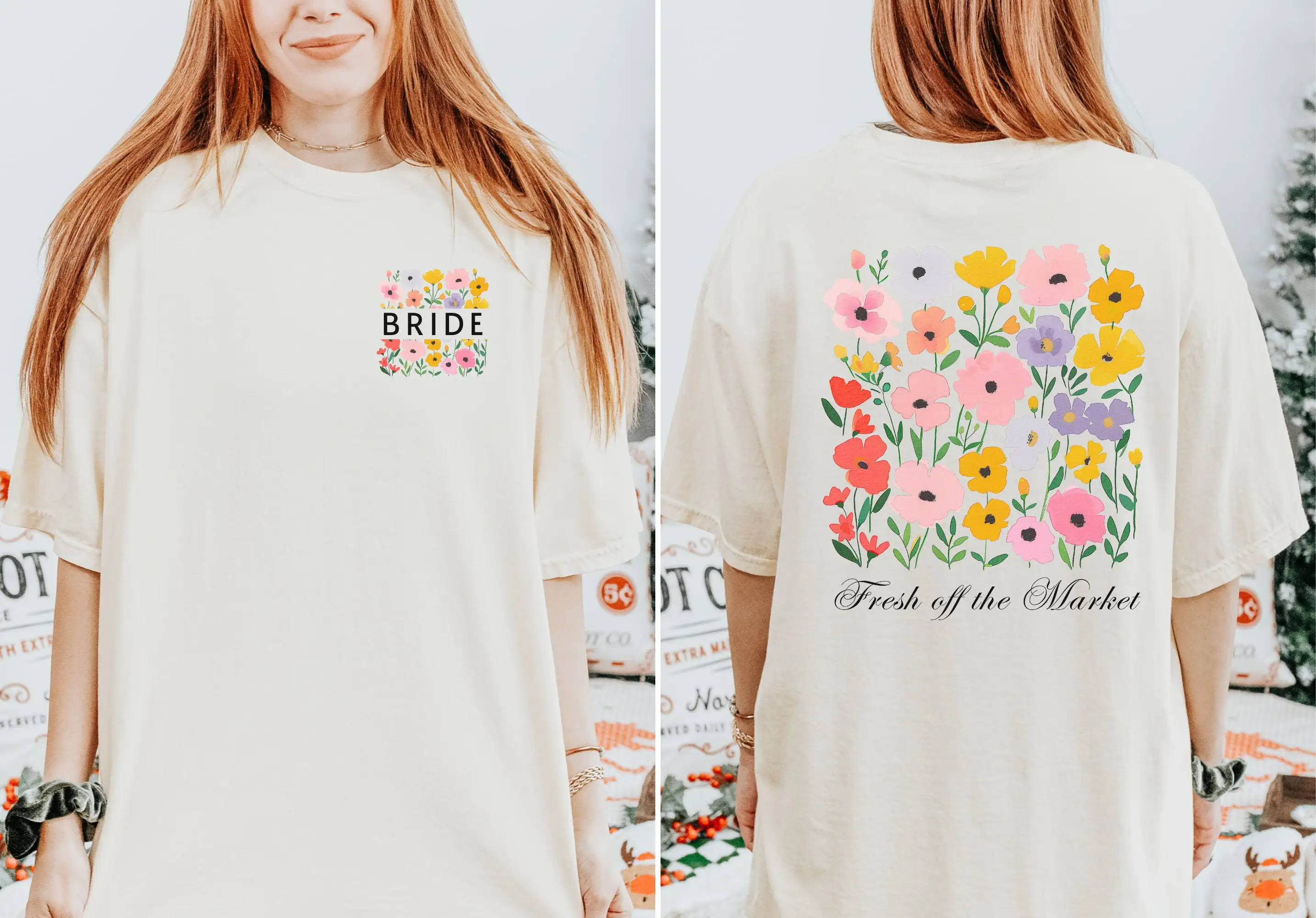 Fresh Off The Market Bridal Party T Shirt Floral Bachelorette Garden Comfort Colors Wildflower Flower Bach