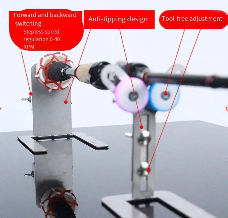 Portable Professional Fishing Rod Gluing Machine DIY Adjustable 0-40RPM Epoxy Winding Machine