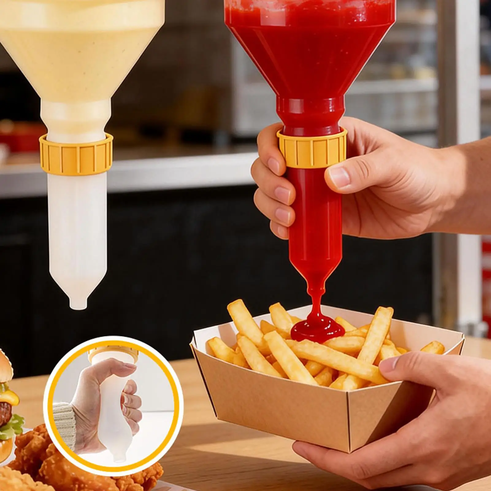 Sauce Dispenser 3.5L Large Capacity Leakproof Squeeze Bottle Condiment Container Ketchup Salad Dressing Food Truck Restaurant