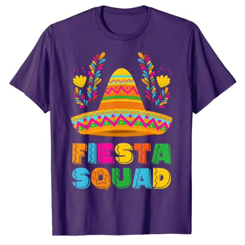 Fiesta Squad Cinco De Mayo Mexican Sombrero Group Family T-Shirt Mexican-Party Costume Graphic Tee Tops Short Sleeve Outfits