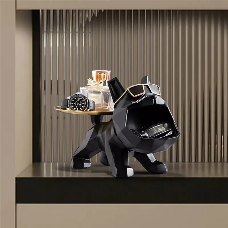 A34R Dog Statue, Sculpture Bulldog Animal Statue, Living Room Study Bedroom Decoration Interior Decoration Accessories