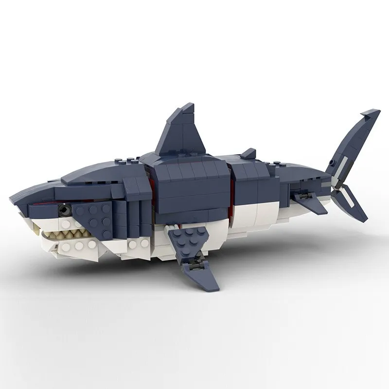 Animals Series MOC Shark Megalodon Model Deep Sea Creatures Building Block Kit Assembly Ornaments DIY Puzzle Toy Gift