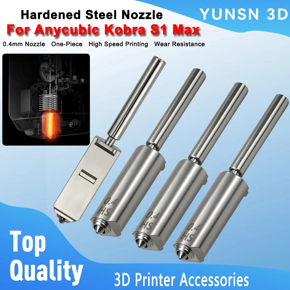 One-Piece Hardened Steel Nozzle For Anycubic Kobra S1 Max High-Speed Printing Wear Resistance Integrated Nozzles 3D Printer Part