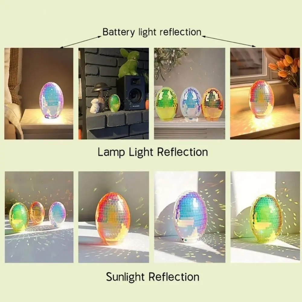 Easter Theme Glass Disco Egg Ball Adorable Shimmering Effect Reflective Mirror Ball Decorative Egg Ornaments Holiday Gifts