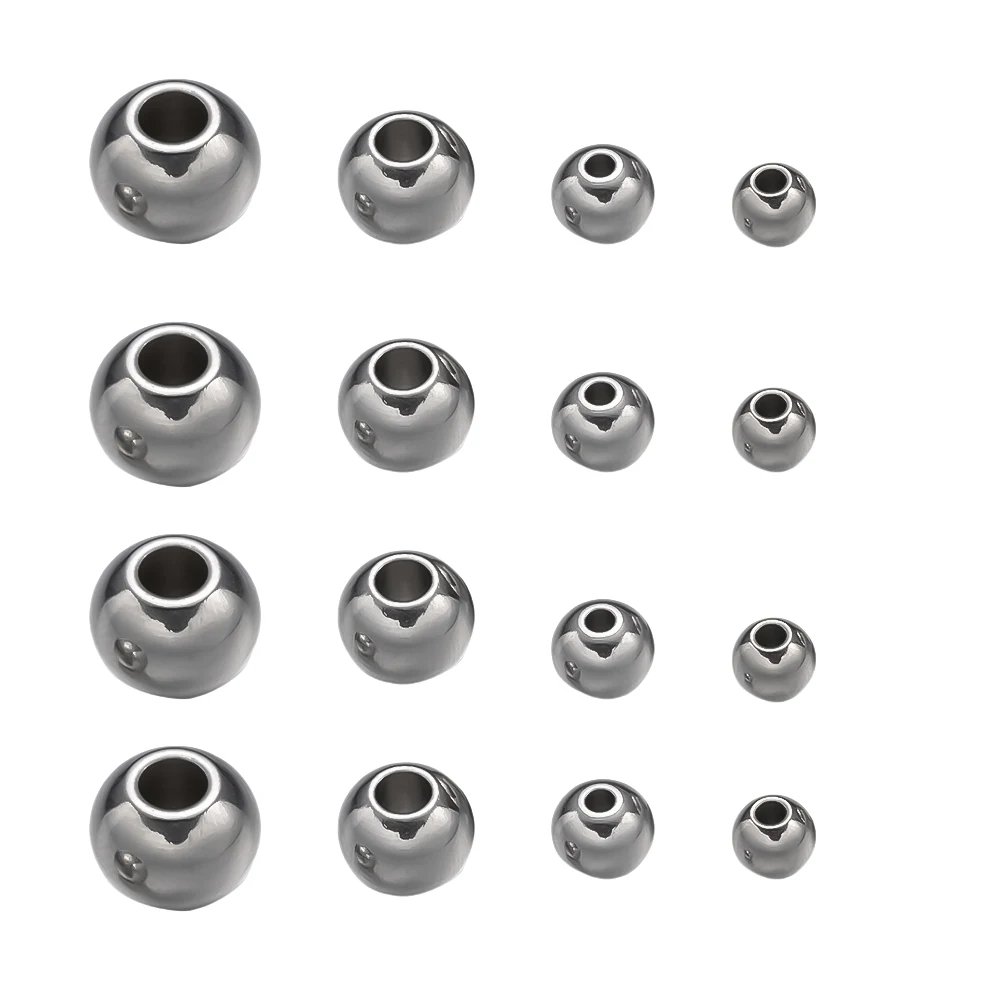 50Pcs 4/5/6/8mm Stainless Steel Round Loose Charms Spacer Beads For DIY Bracelets Necklace Jewelry Making Supplies Components