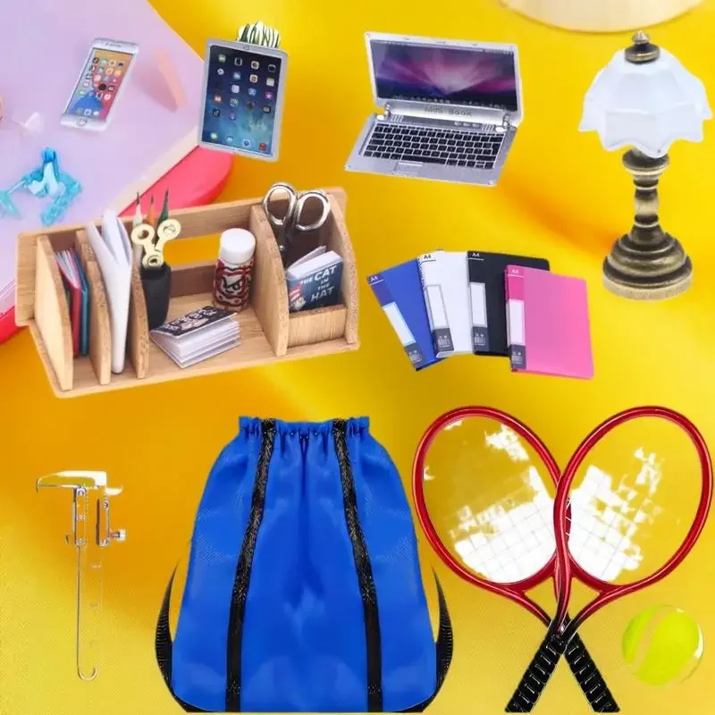 1 Set Dollhouse Miniature Desktop Bookshelf Stationery Rack Home Model Decor Living Scene Storage Rack Doll House Accessories