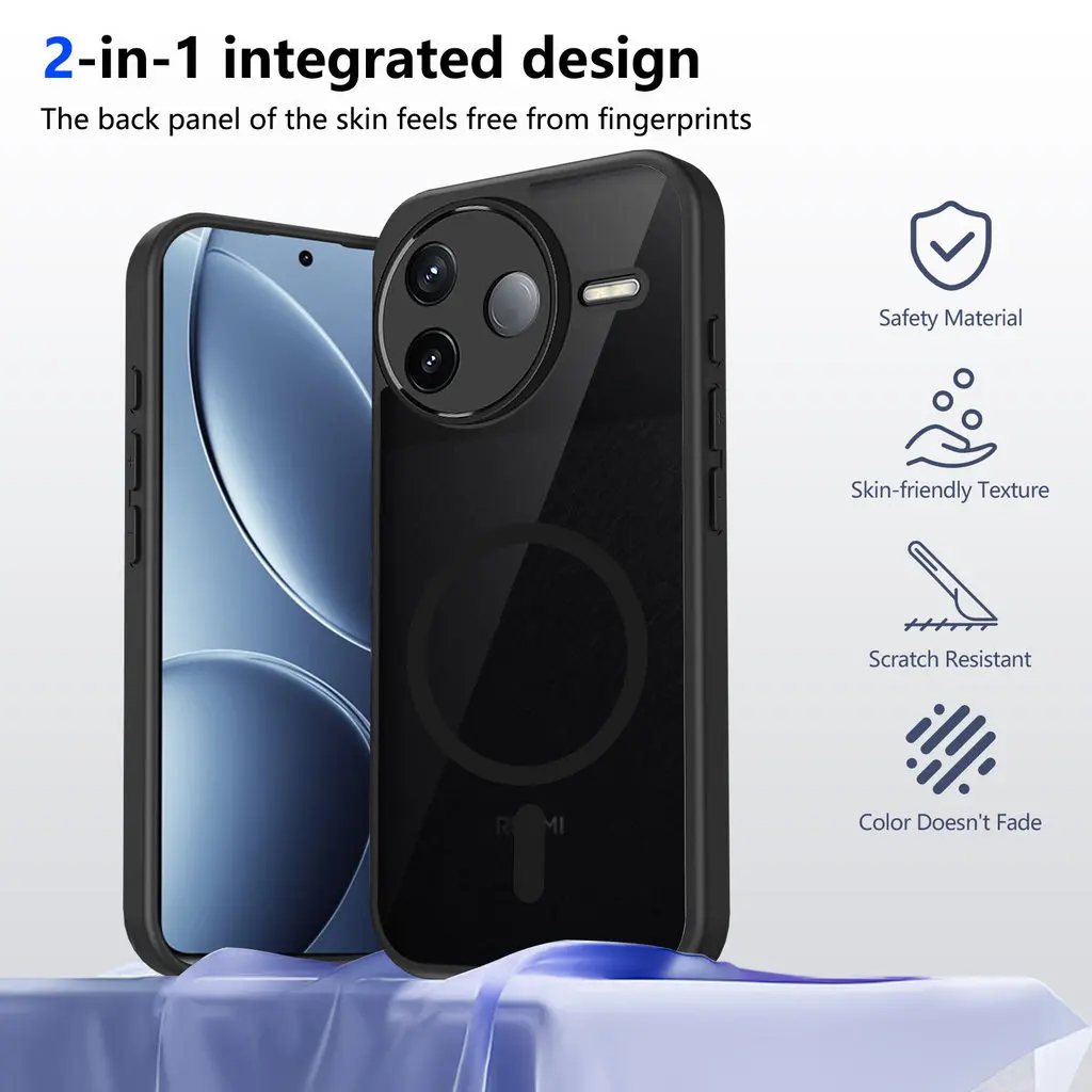 

Тонкий магнитный чехол для POCO F8 F7 Ultra X7 Pro 5G X6 C61 71 M6 Pro 4G, матовый противоударный бронированный чехол с защитой от царапин