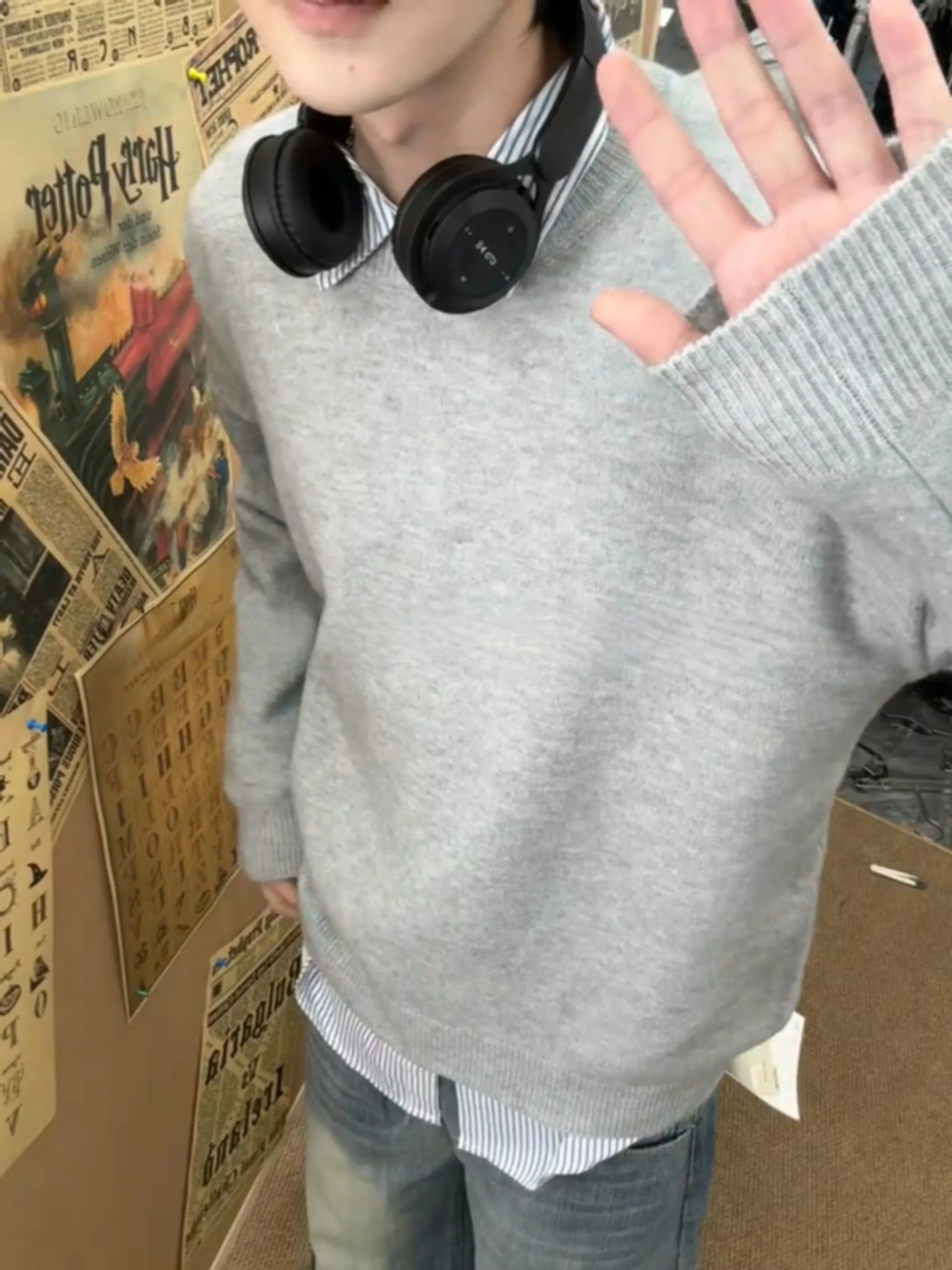 

ay round Ne Knit Sweater Men's Autumn Winter Heavyweight Vintage Sle Layering Faionable Base irt Inner Wear