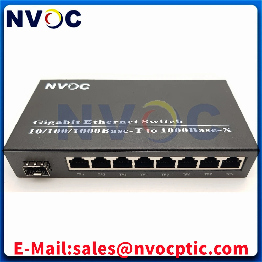 

12V 1.25G 20KM SFP LC SC Media Converter 8 POE UTP Cat5 Cat6 1SFP Slot Gigabit Optical Fiber Switch No SFP Module For Camera