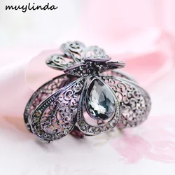 Mix Design Retro Rhinestone Filigree Flower Hair Claw Hair Clip Women Crystal Flower Hair Claw Clamp Metal Hair Accessories