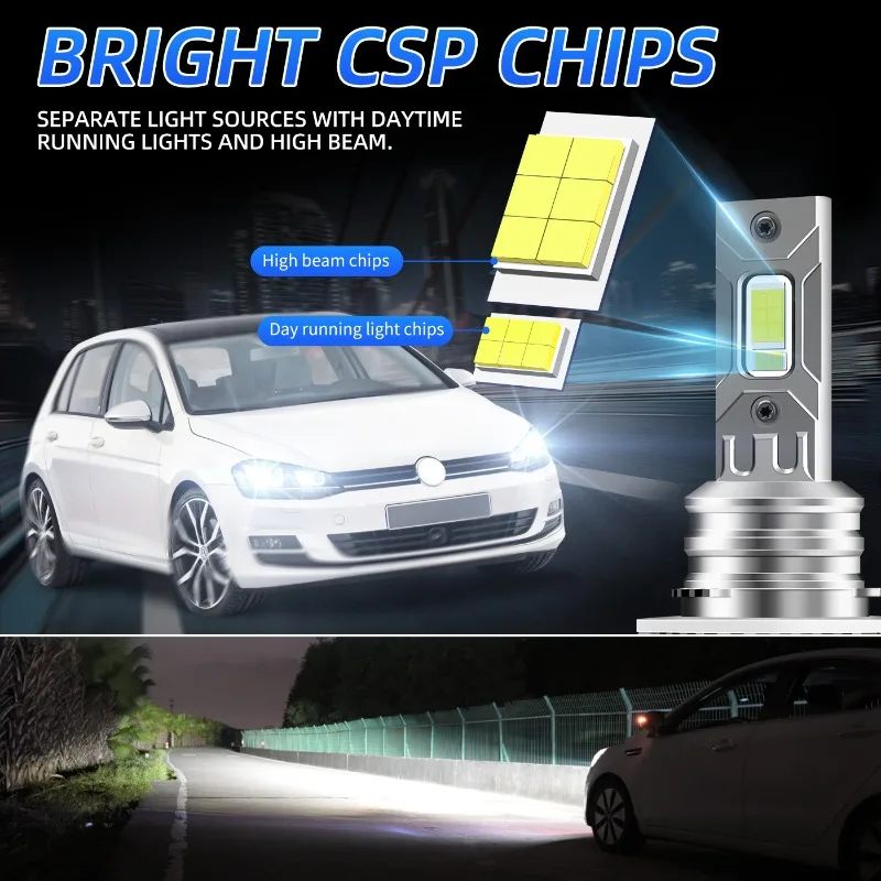M8 H15 Car LED Headlight with Decoding High-brightness Daytime Running Light and High Beam Integrated, H15 for Edge for Golf
