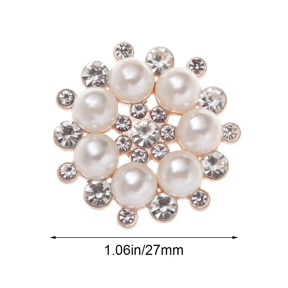 5Pcs DIY Bag Clothes Decoration Rhinestone Buttons Crystal Glass Stone Sewing Buttons Pearl Flower Buttons