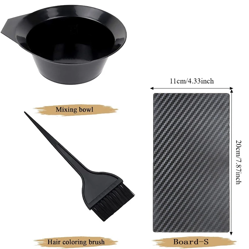 Professional Hair Dye 3Pcs Set with Mixing Bowl