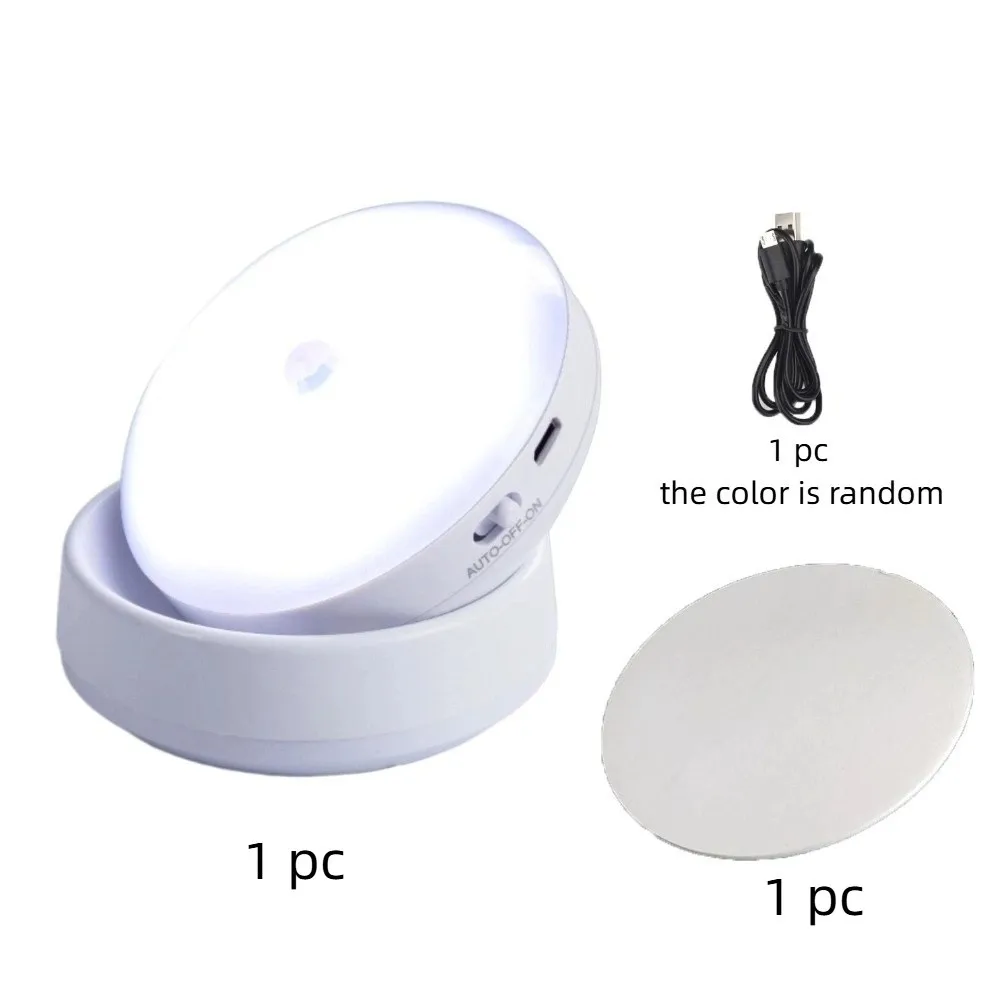 

Вращающийся на 360° светодиодный ночник с интеллектуальным датчиком движения, USB-зарядкой, настенный светильник, креативный круглый светильник для шкафа, прикроватный светильник