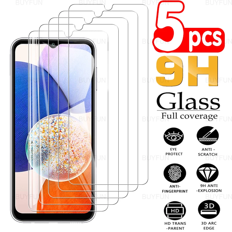 Vidrio para Samsung Galaxy A14 5G 6,6 pulgadas 5 piezas cubierta completa HD película de vidrio templado para Samsung A14 A 14 funda de vidrio Protector de seguridad
