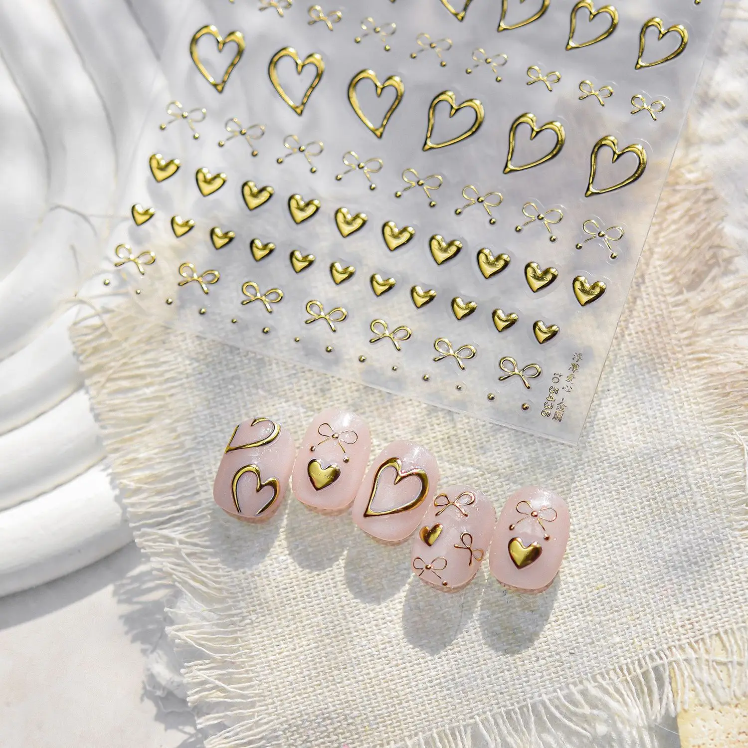 5D Gold Silver Metallic Nail Stickers Irregular Circle Drips Ribbon Love Quotes Nail Art Decals Manicure DIY Fashion Accessories