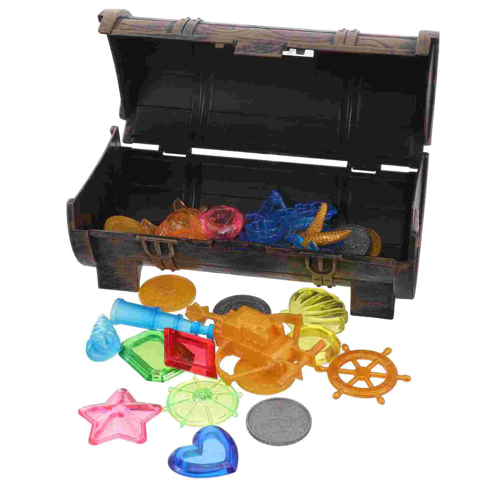 Shimmer and Children's Pool Diving Scavenger Hunt Game Set Pirate Treasure Chest Acrylic Gemstone Toy
