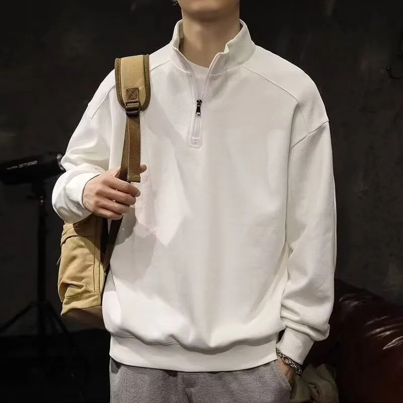 

2025 SS/AW Half-Zip Sweatshirt Men Stand Collar Heavyweight 360GSM Urban Commuter Casual Streetwear Layering Essential