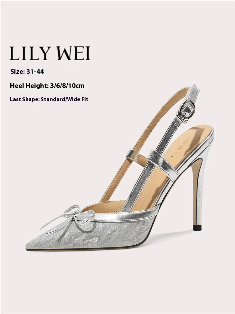 

Тонкие босоножки на высоком каблуке на квадратном каблуке, весенне-летние новые расширенные женские туфли большого размера с бантом и блестками