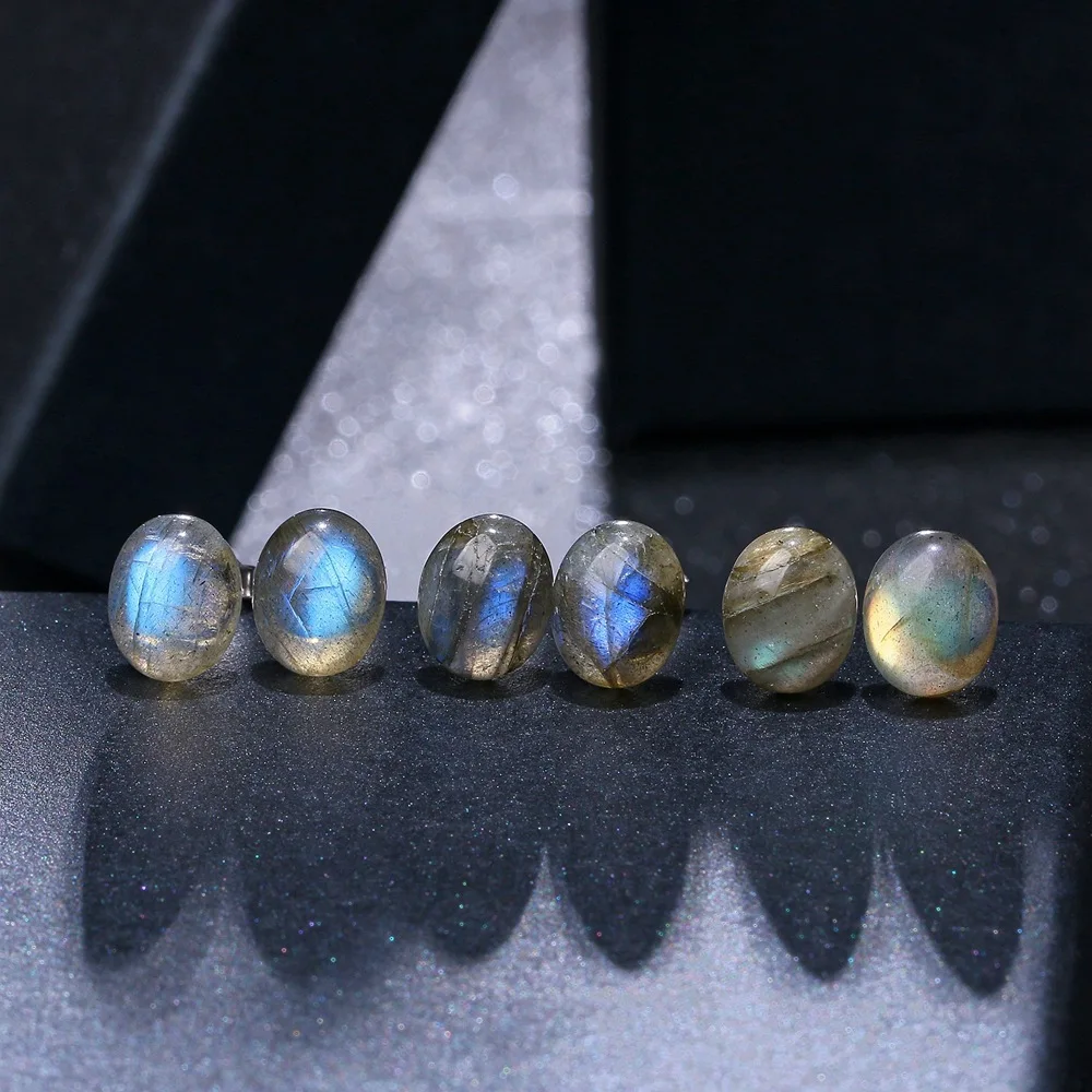 ITSMOS Labradorite ovale goujons pendentif usage quotidien arc-en-ciel Flash cristal boucles d'oreilles argent hypoallergénique boucles d'oreilles pour les femmes cadeau