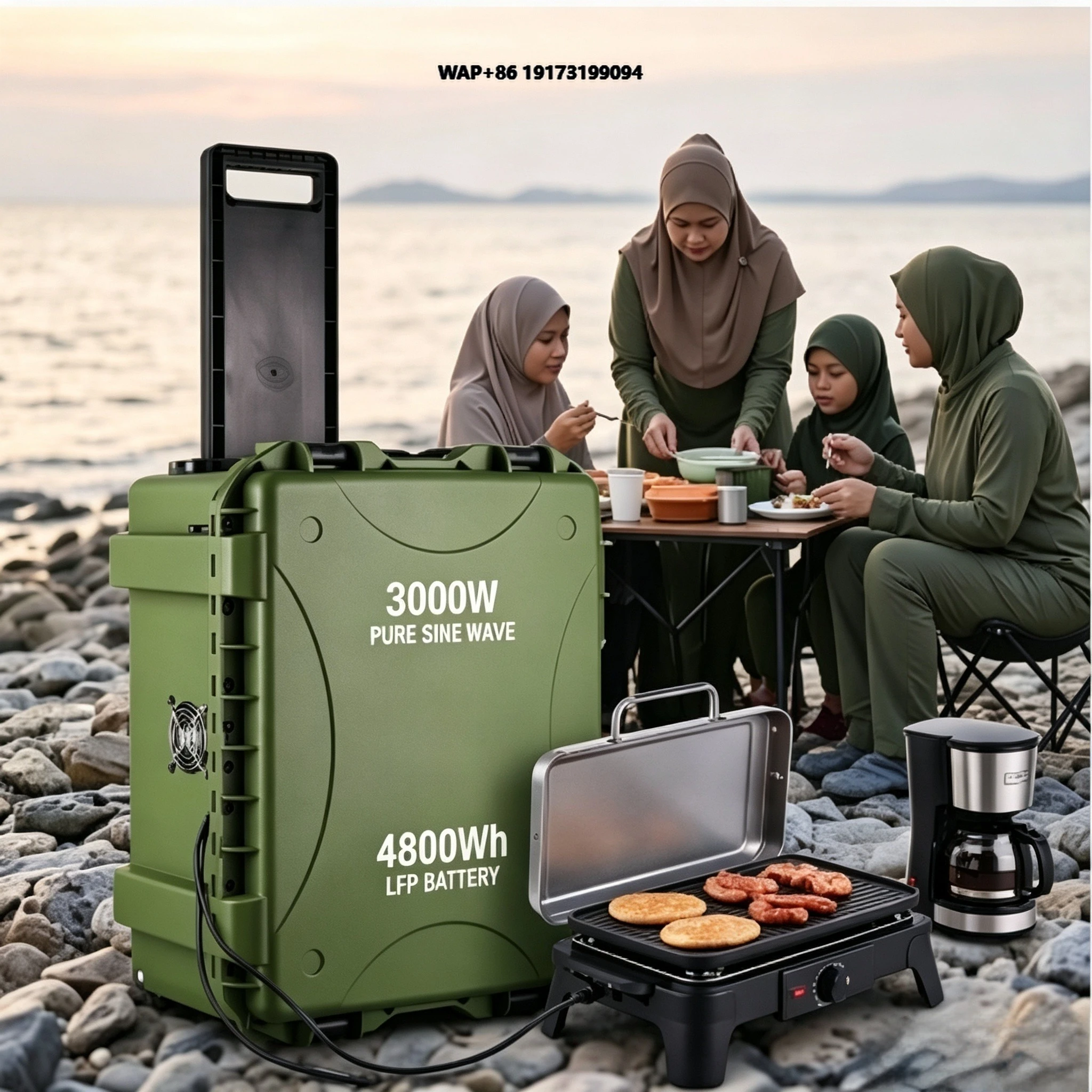 Military-grade 110V Outdoor Portable Power Supply with a 3000W Pull-out Pole and a Large 5-degree Battery Energy Storage Station