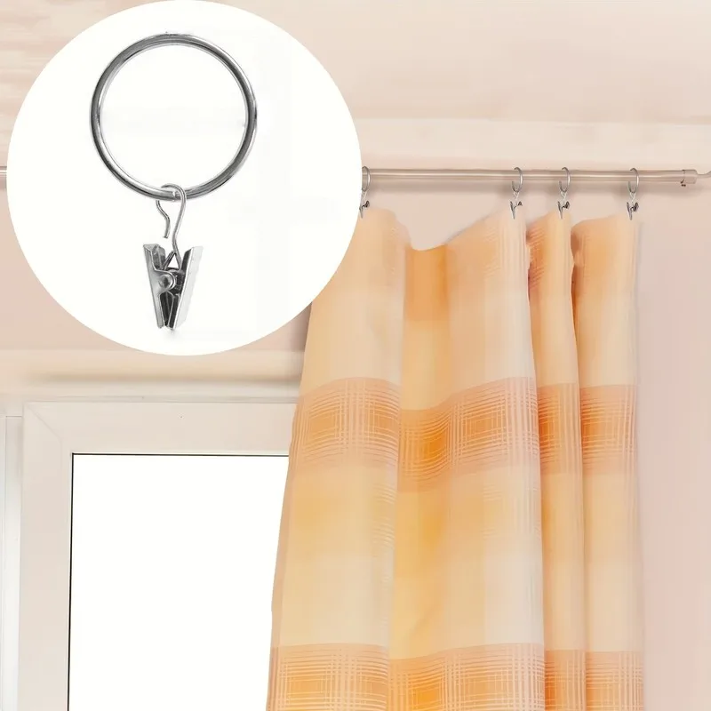 25mm Curtain Clip Rings 76 pcs, Sturdy Metal Ring, Rust Resistant Finish, for Bedroom Window Curtains view 3