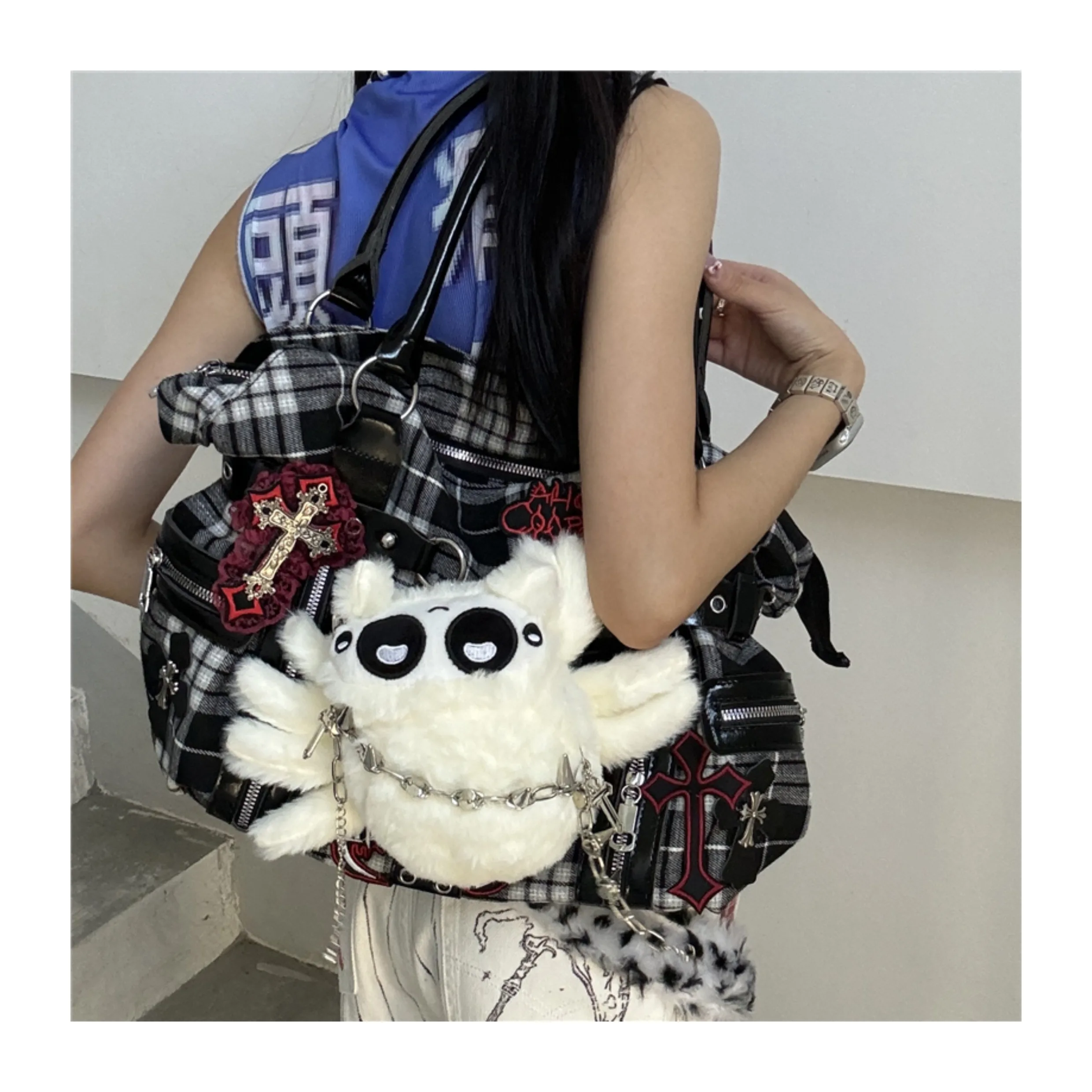 Original Shoulder Bag Yabifeng Y2K Spider Goth Cute Handbag Personalized Girl Niche Large Capacity Commuter Underarm Bag Woman