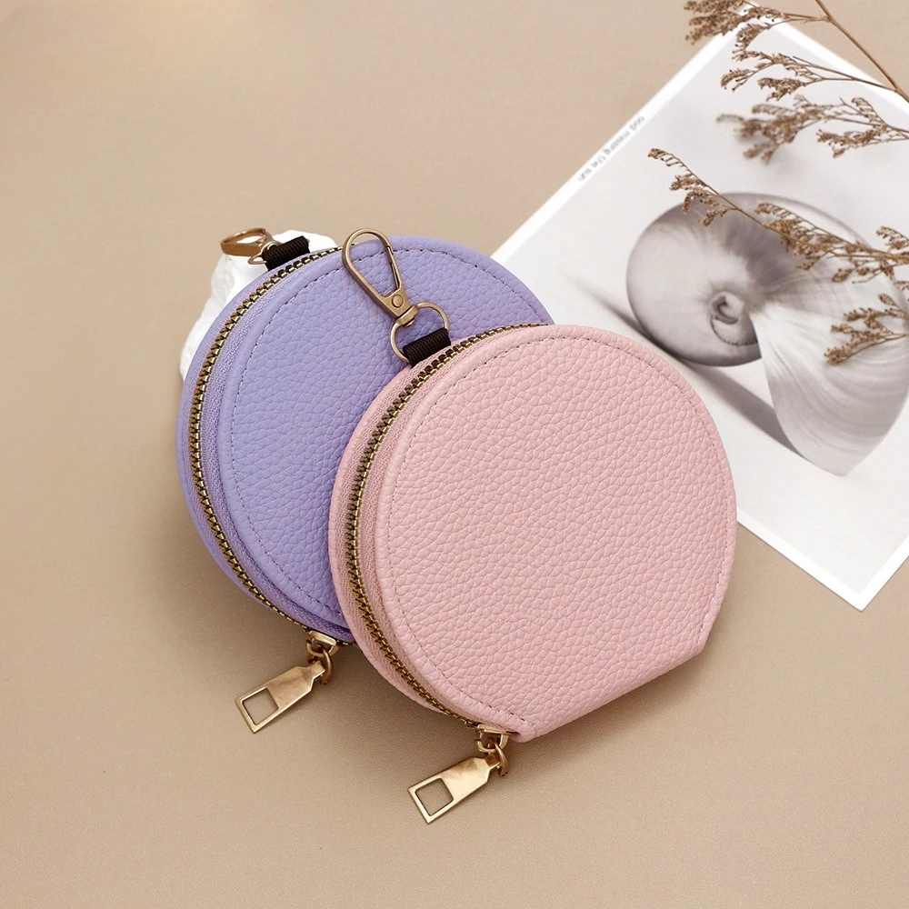 Fashion Candy Color Round Zipper Small Change Bag, Multi-functional Coin Bag, Card Bag, Key Bag.