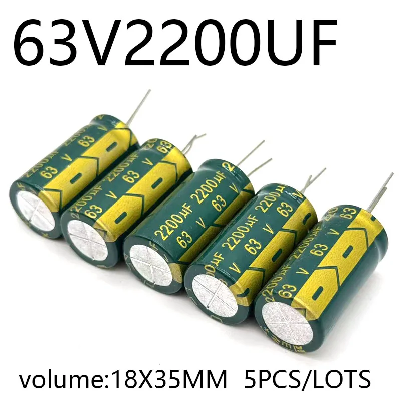 5pcs/lots 63V2200UF 18*35MM high frequency low impedance aluminum electrolytic capacitor 63v2200uf