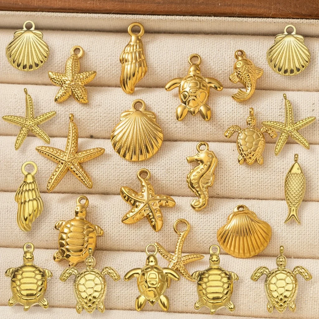 10pcs Stainless Steel Summer Beach Charms Starfish Seashell Conch Pendants for DIY Bracelet Necklace Earrings Jewelry Making
