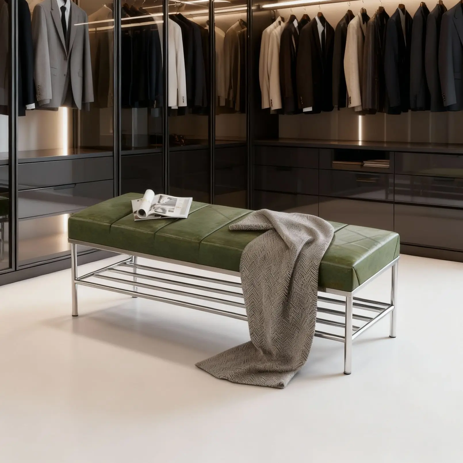 Shoe change stool at home door Nordic shoe stool soft bag seat cushion at home shoe cabinet bedside stool Iron leather bench