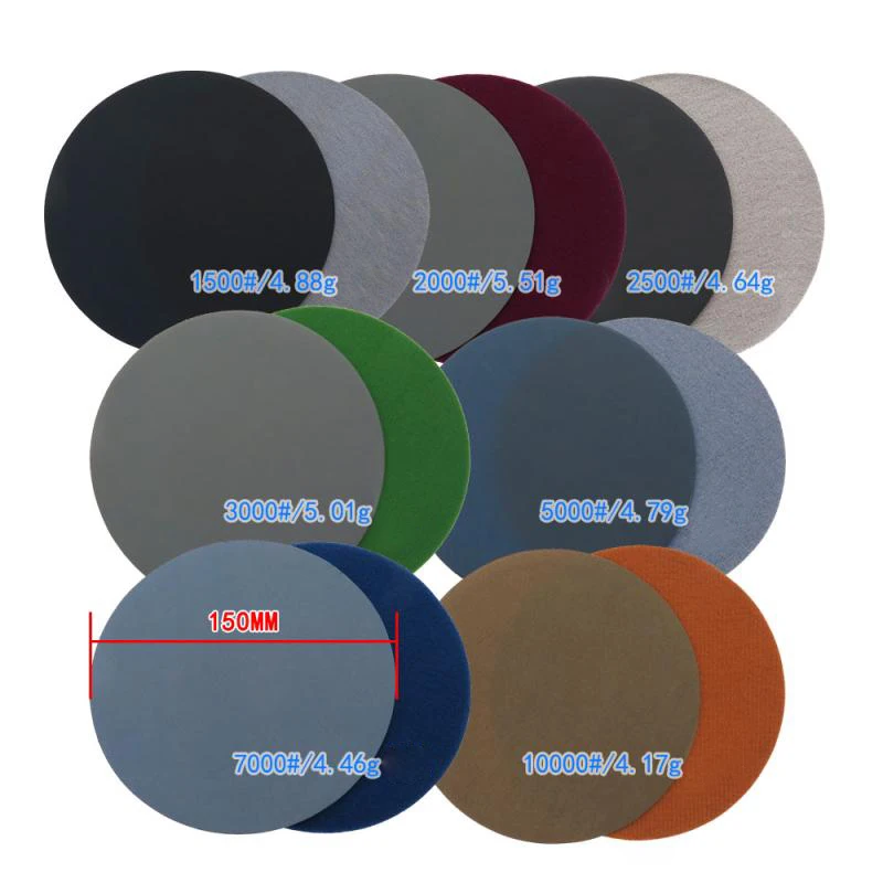 1~8 Inch Flocking Disc Water Sand 800 1500 2000 2500 3000 5000 7000 10000 Car Paint Polishing Beauty Sandpaper  25mm~200mm