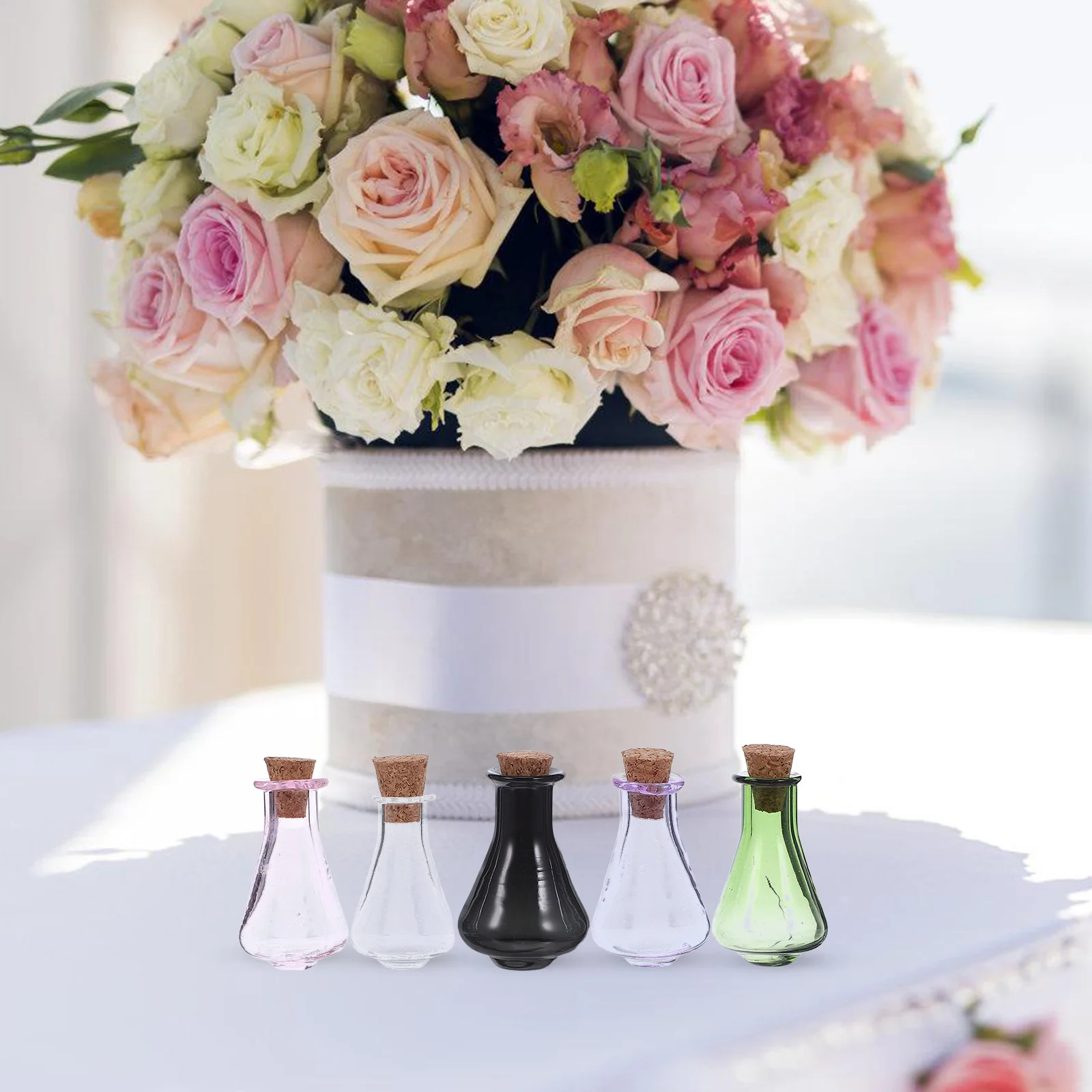 

10Pcs Mini Decor Jar Transparent Glass Wishing Bottle Set for Wedding Favors DIY Crafts Colorful Tiny Spell Jars Collection