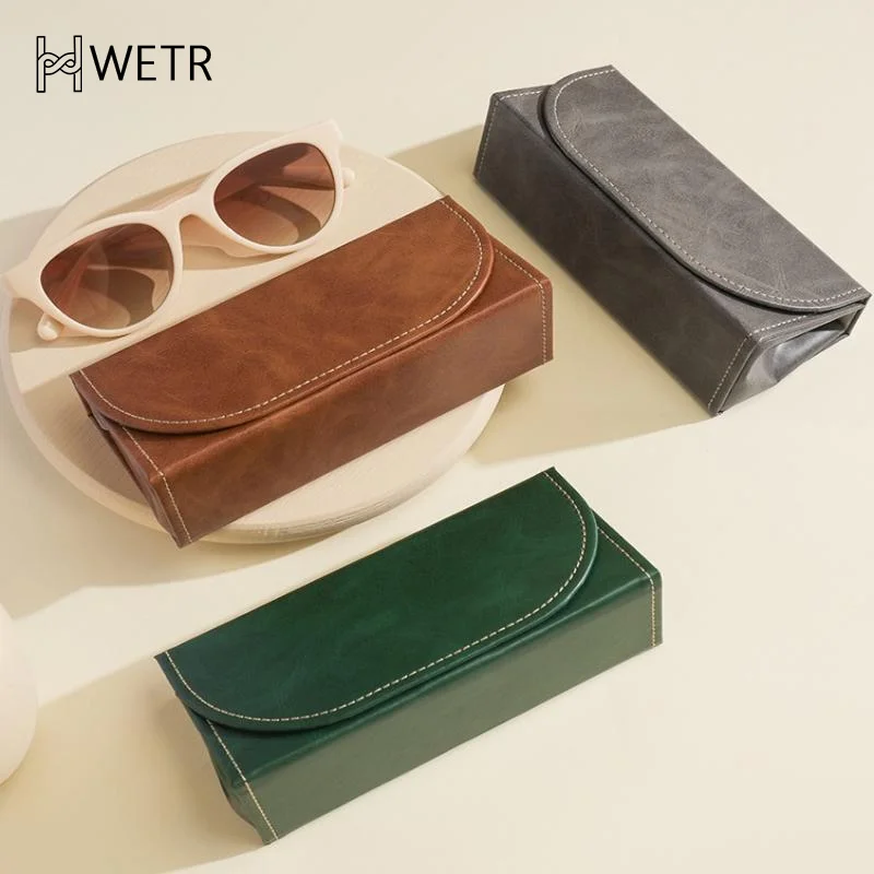 Premium PU Large Capacity Men's Eyeglass Case Shockproof Portable Glasses Storage Box Eyeglass Box For Gift