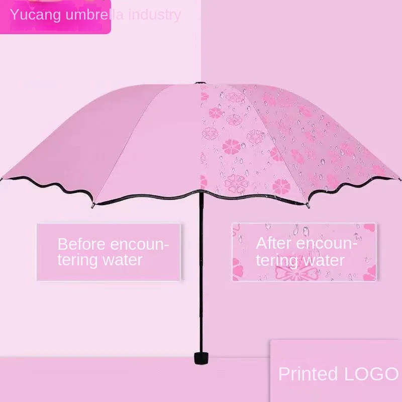 Water Blossom Umbrella Sunny and Rainy Umbrella Manual Vinyl Sunscreen Sunshade Stainless Steel Technology Coating Patterns