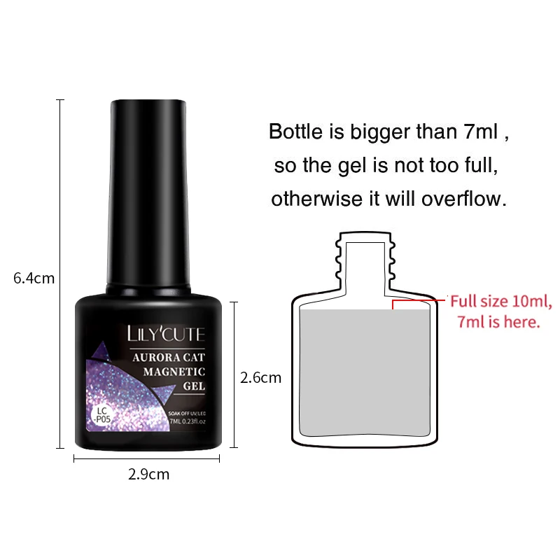 LILYCUTE 7ML Aurora Cat Magnetic Gel Nail Polish Nail Art Sparkle Glitter Gel Varnis Semi Permanent Soak Off  UV Gel Varnishes