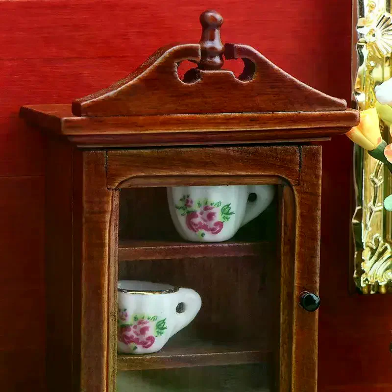 1/12 ドールハウスシングルドア壁ラック収納キャビネットモデルドールハウス家具装飾おもちゃドールハウスアクセサリー