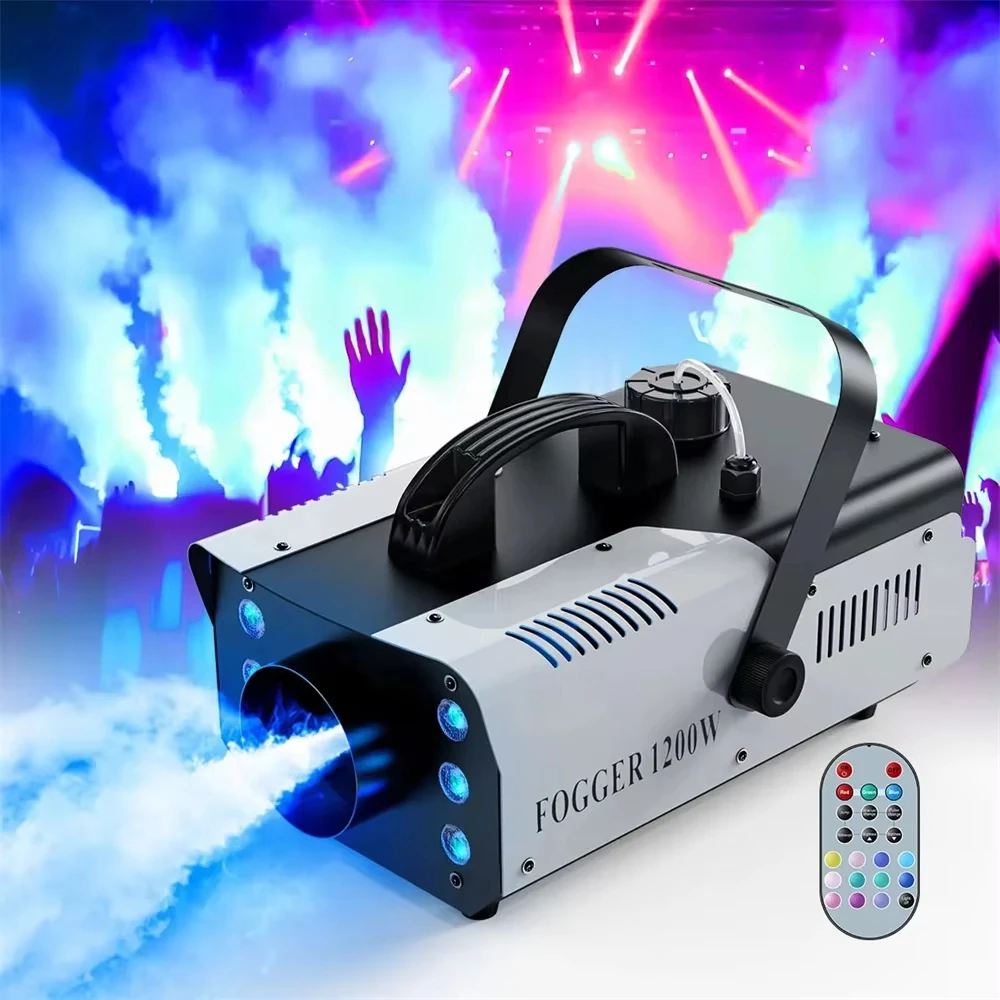 1200W Mini Smoke Machine With 6 RGB LED Light Smoke Machine With Remote Control And 1L Tank for Wedding Party Theater Disco Club