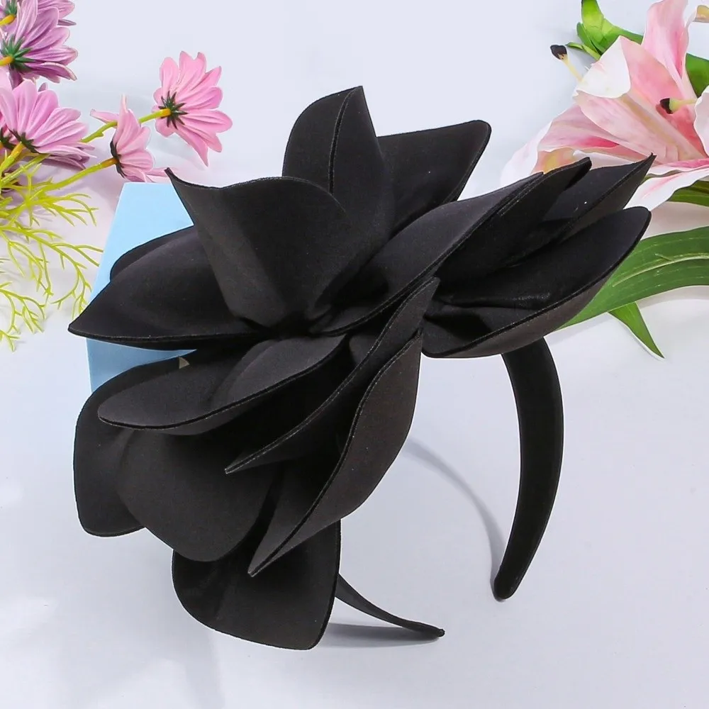 

Fashion Solid Color Hairbands Large Flower Elegant Headband Headwear Hair Hoop Hair Accessories
