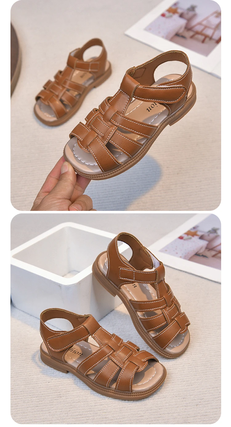 Modische neue Kinder-Sommersandalen für Jungen und Mädchen, Unisex, klassisch, offene Zehenpartie, passend für Kinder, Strandschuhe, rutschfest, atmungsaktiv, weich – Detail 2